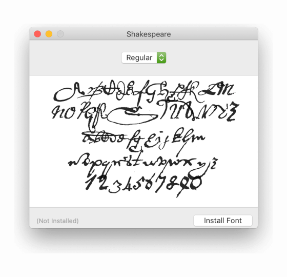 William  Shakespeare's digital font