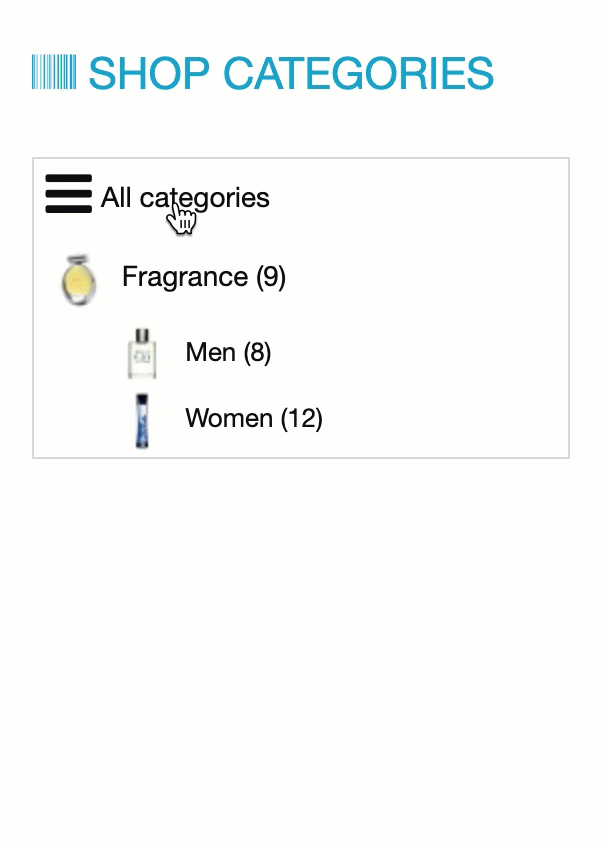 product categories menu