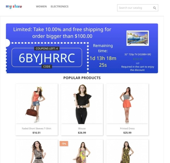 PrestaShop Coupons Banner with countdown (Groupon)