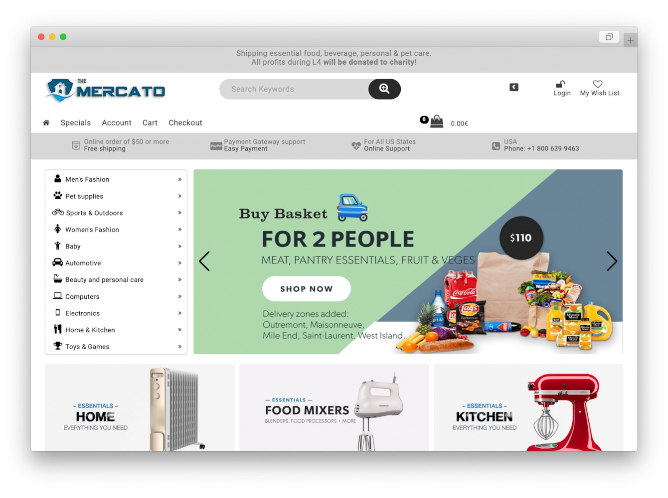 Mercato market store responsive Abantecart theme Flagon Digital